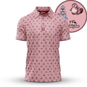 Bogey Bros Dam Beavers Men's Golf Polo Pink, XL